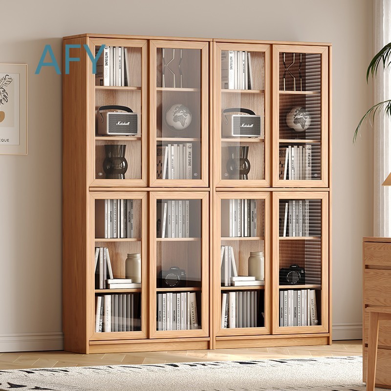Solid Oak Bookcase with Slidin - Muji Home Storage recension och pris
