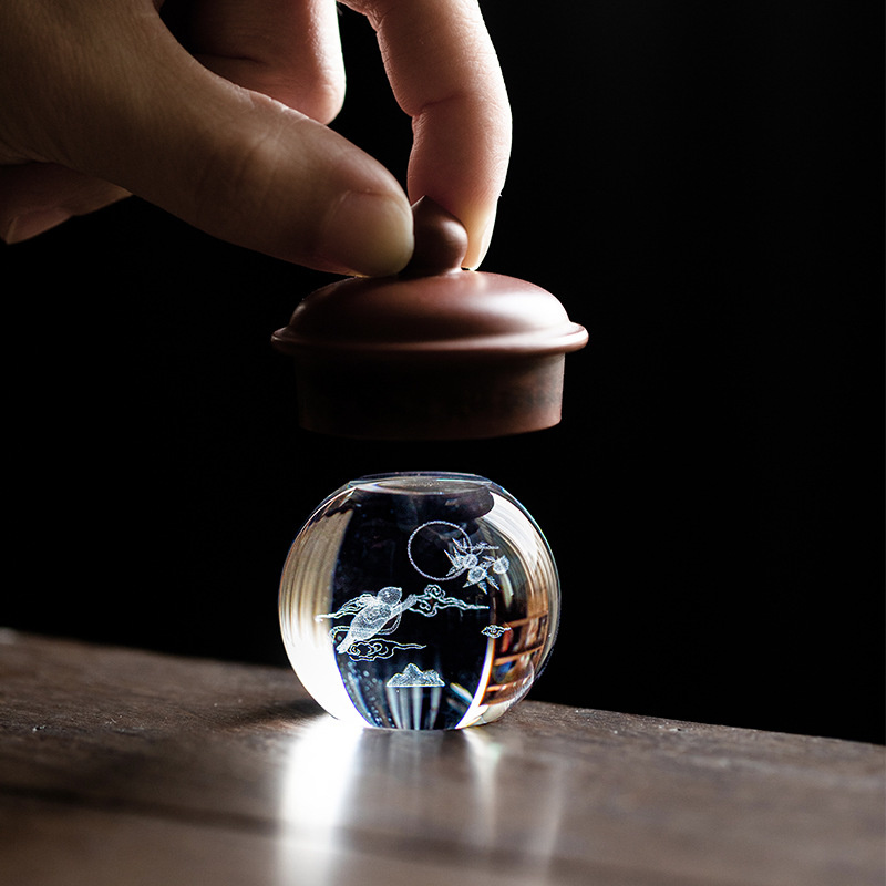 Moon Rabbit Crystal Lid Holder - Korean Tea Set recension och pris