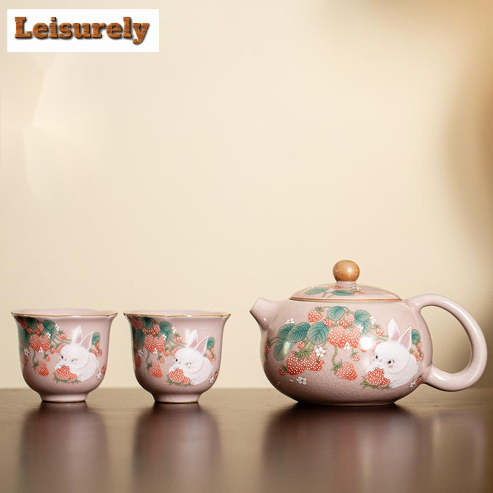Antique Pink Ru Kiln Teacup St - Korean Tea Set recension och pris