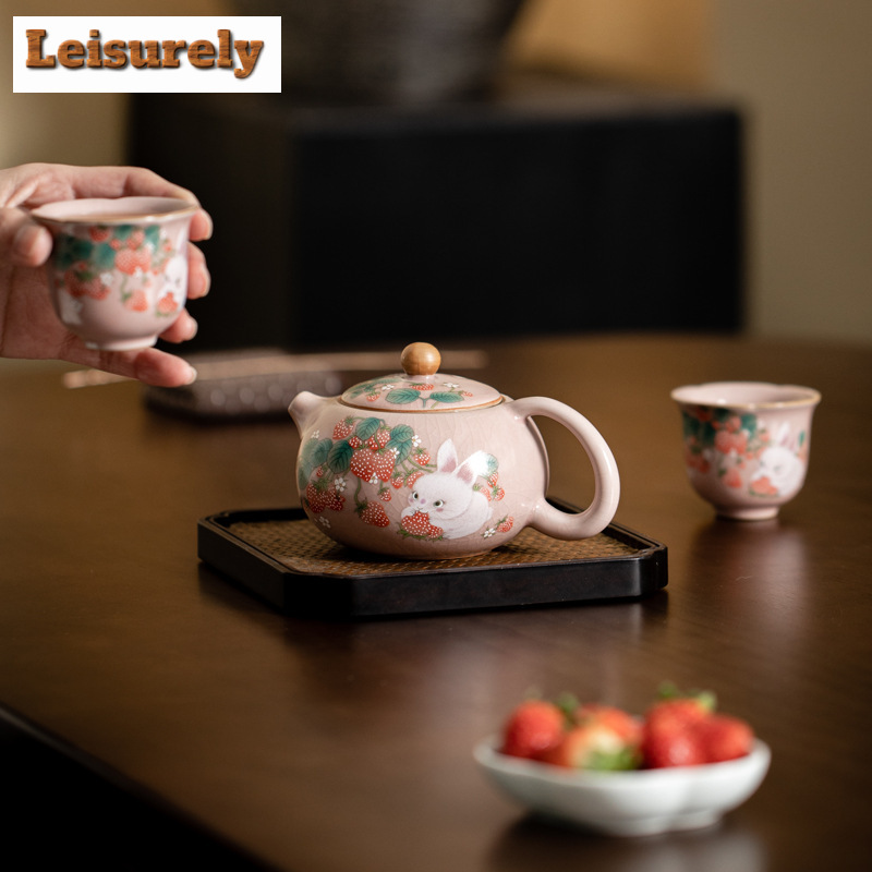 Antique Pink Ru Kiln Teacup St - Korean Tea Set recension och pris