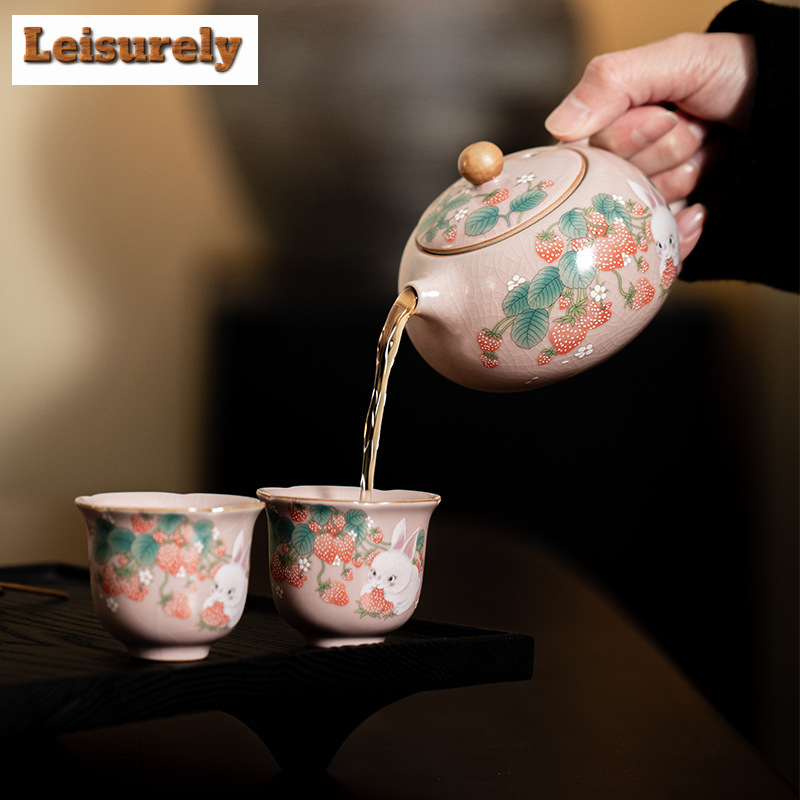 Antique Pink Ru Kiln Teacup St - Korean Tea Set recension och pris