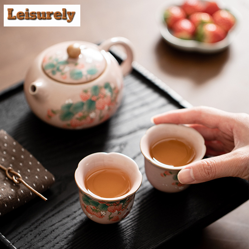Antique Pink Ru Kiln Teacup St - Korean Tea Set recension och pris